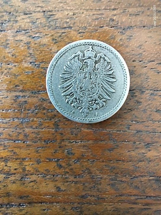 Zeldzame Duitse 5 Pfennig munt uit 1875, Ophalen of Verzenden, Duitsland, Losse munt