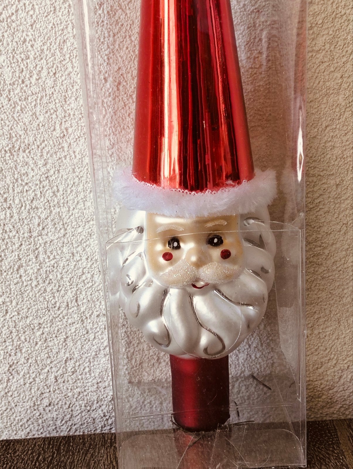 glazen kerstversiering piek vorm kerstman, Ophalen of Verzenden, Zo goed als nieuw