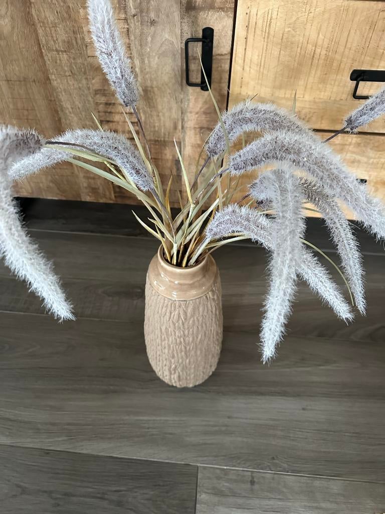 Nieuwe vaas met kunstgras van Intratuin, Overige kleuren, 50 tot 75 cm, Aardewerk of Porselein, Nieuw