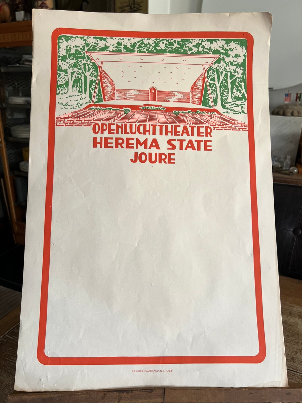 OUDE AFFICHE OPENLUCHTTHEATER HEREMA STATE JOURE, Verzamelen, Ophalen of Verzenden, Zo goed als nieuw, Film en Tv