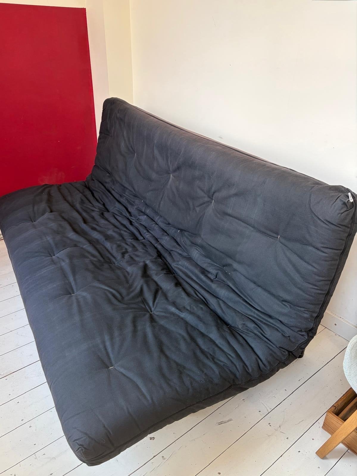 Futon slaapbank 140x200 - Zwart, verstelbaar, Huis en Inrichting, Ophalen, Zwart, Tweepersoons, 140 cm