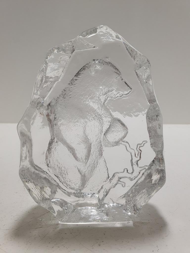 Kristallen sculptuur beer, Mats Jonasson Målerås stijl, Glas, Minder dan 20 cm, Ophalen of Verzenden, Wit