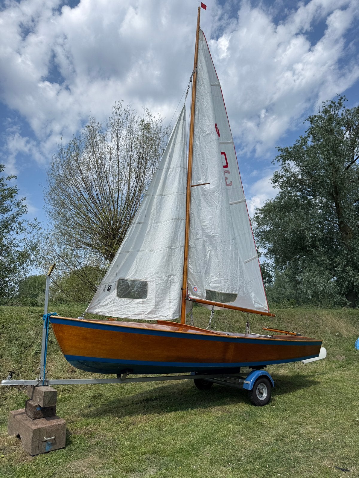 Schakel zeilboot Veba Amsterdam trailer, rolfok, dektent, Watersport en Boten, Ophalen, Gebruikt, Rolfok, Hout
