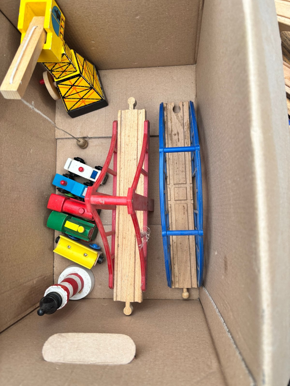 Grote set houten treinrails en Fisher-Price boerderij, Ophalen, Gebruikt, Overige merken