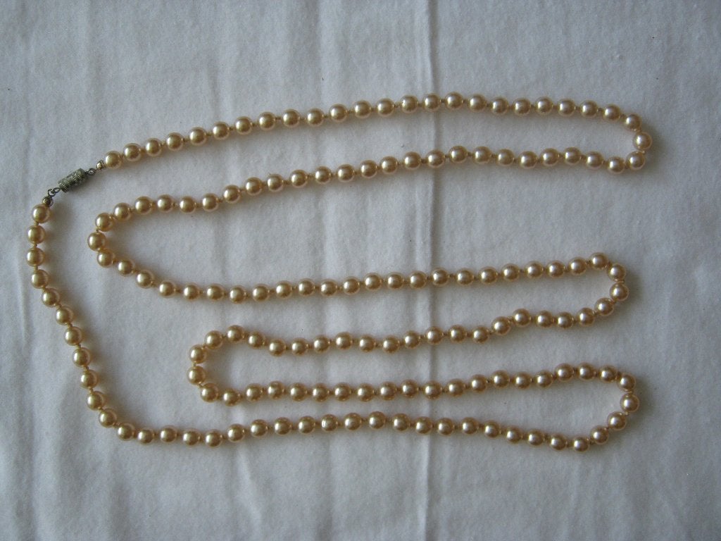 Zoetwater parelketting vintage, Ophalen of Verzenden, Zo goed als nieuw, Oranje, Steen of Mineraal