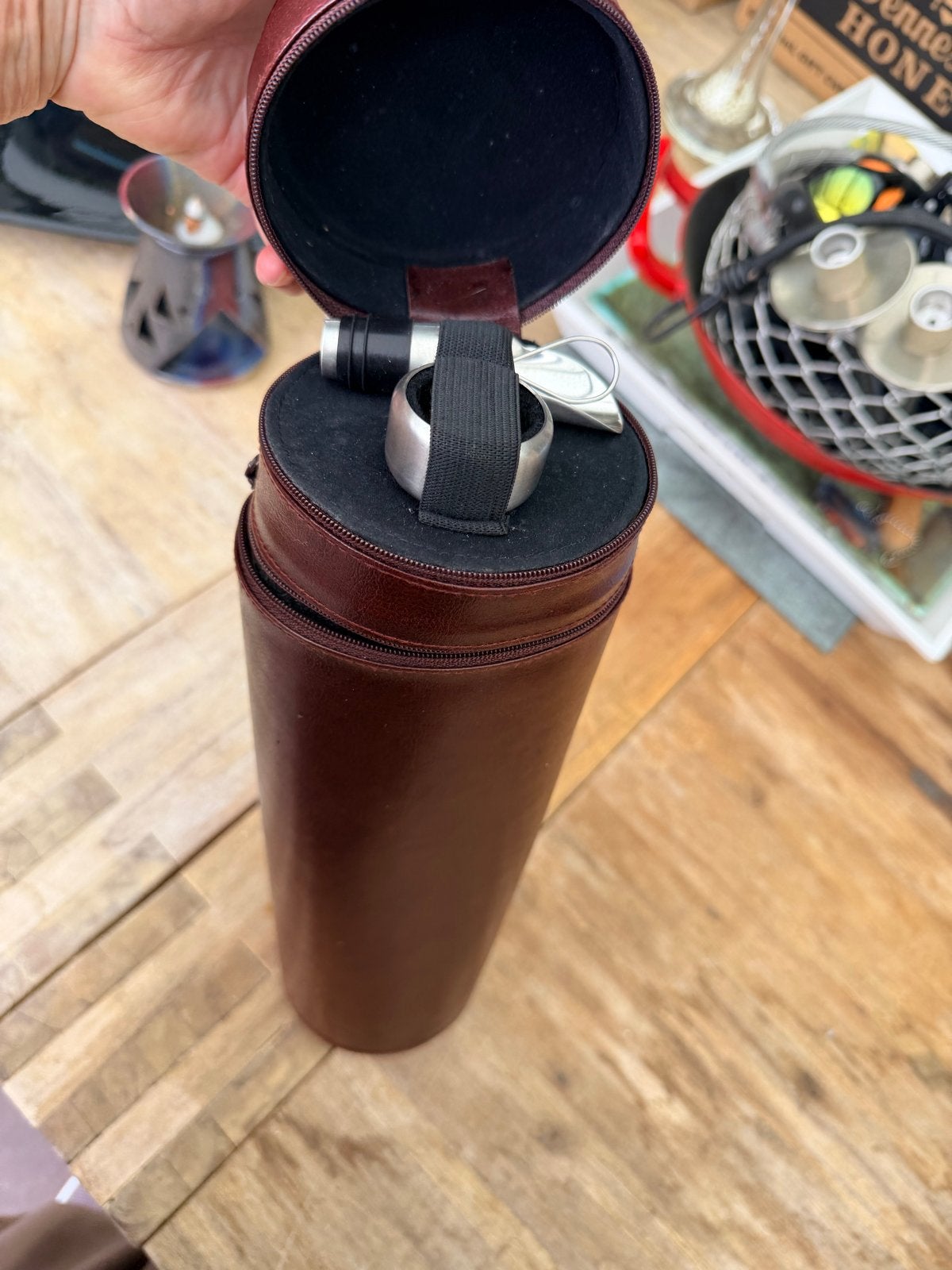 Luxe Wijnfleshouder met Accessoires - Bruin Leer, Gebruikt, Ophalen of Verzenden, Minder dan 5 flessen, Overige materialen