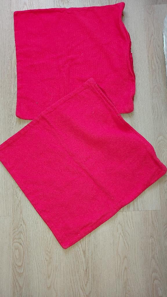 Rode katoenen kussenhoesjes 2x met rits, Ophalen of Verzenden, Gebruikt, Rood, Vierkant