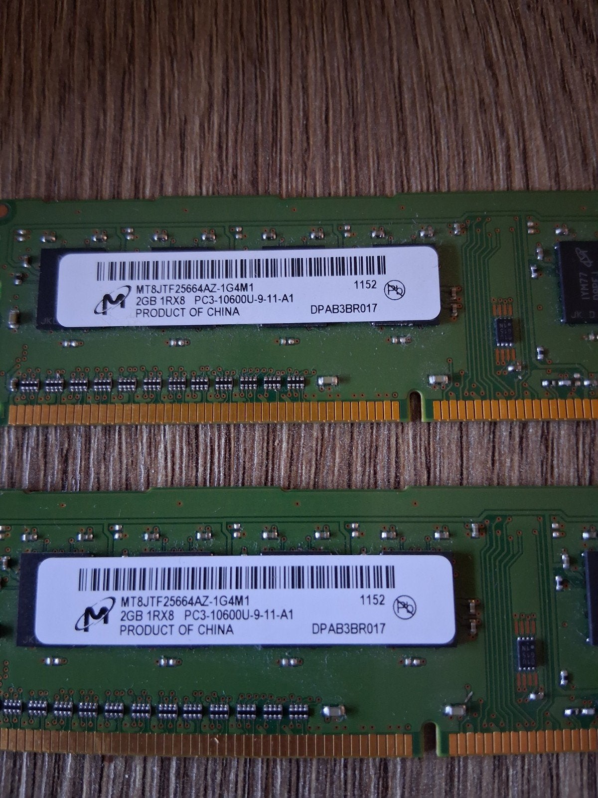 2x 2GB DDR3 RAM PC3-10600U Geheugenmodules, Gebruikt, DDR3, Ophalen of Verzenden, Desktop