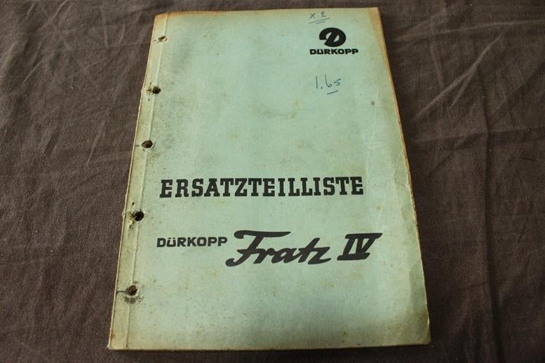 Dürkopp Fratz IV 1957 mofa ersatzteil liste onderdelen boek, Ophalen of Verzenden, Gebruikt