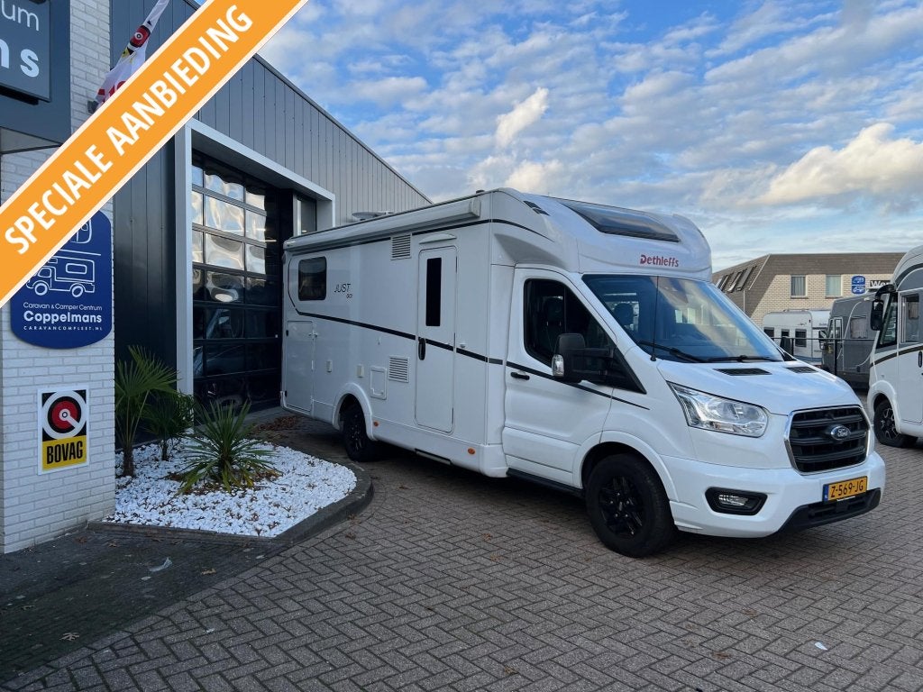 Dethleffs Just Go T 7055 EB automaat, schotel + tv, hefbed., Caravans en Kamperen, Automaat, Ringverwarming, Ford, Bedrijf