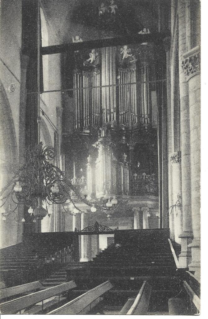 Gouda interieur Sint Janskerk orgel, Ophalen of Verzenden, Voor 1920, Ongelopen, Zuid-Holland