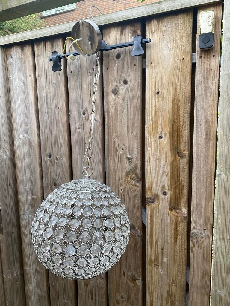 Vintage Hanglamp Kristal 40 cm met snoer, Ophalen of Verzenden, Gebruikt, Metaal, Minder dan 50 cm