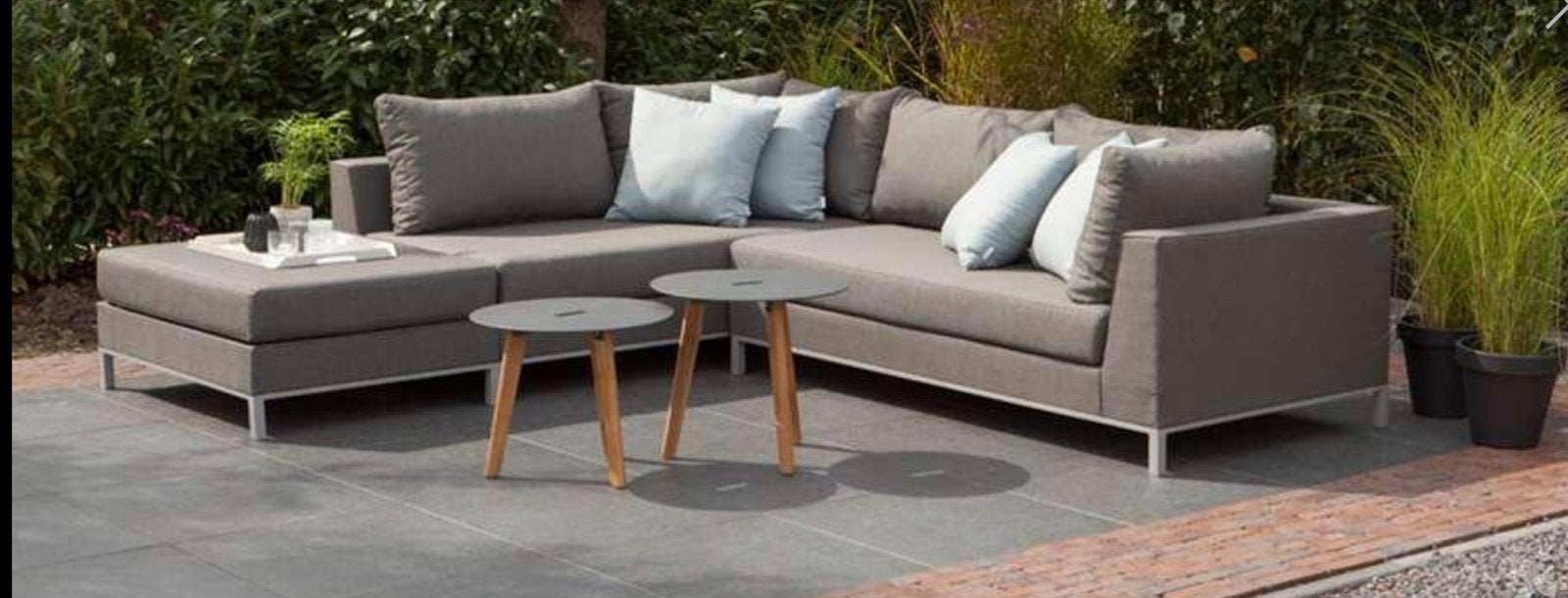 Exotan Sicilië loungeset links, hocker en stoel - Stone Grey, Ophalen, 5 zitplaatsen, Gebruikt, Textileen