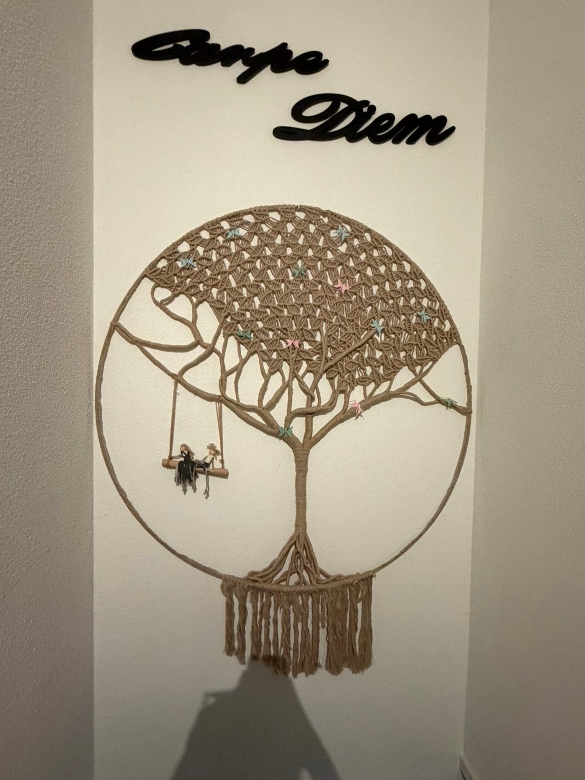 Handmade  Macramé levensboom. Boho, veel details. 120cm, Meerkleurig, Nieuw, Ophalen of Verzenden, Eigen ontwerp