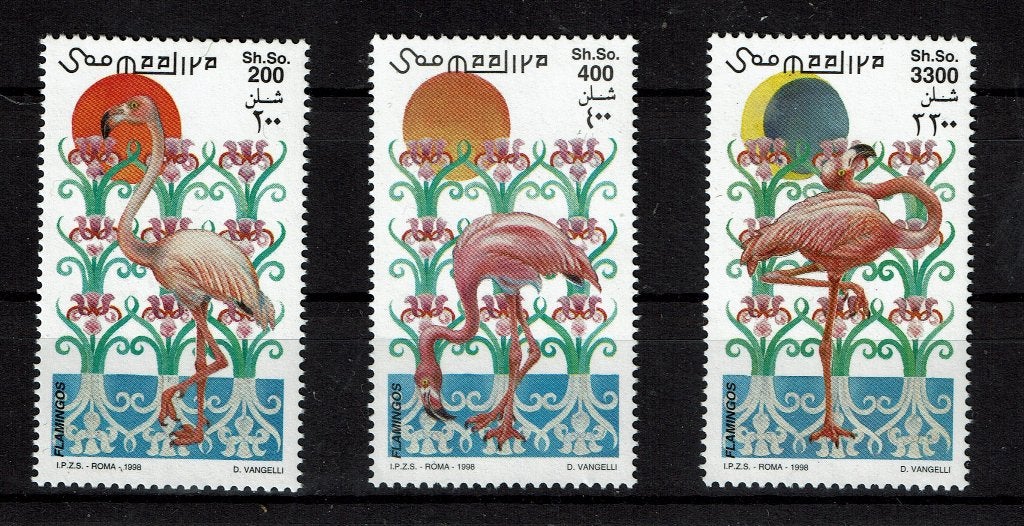 SOMALIE 1998 PF SERIE FLLAMINGO'S VOGELS BIRDS, Postzegels en Munten, Ophalen of Verzenden, Postfris, Dier of Natuur