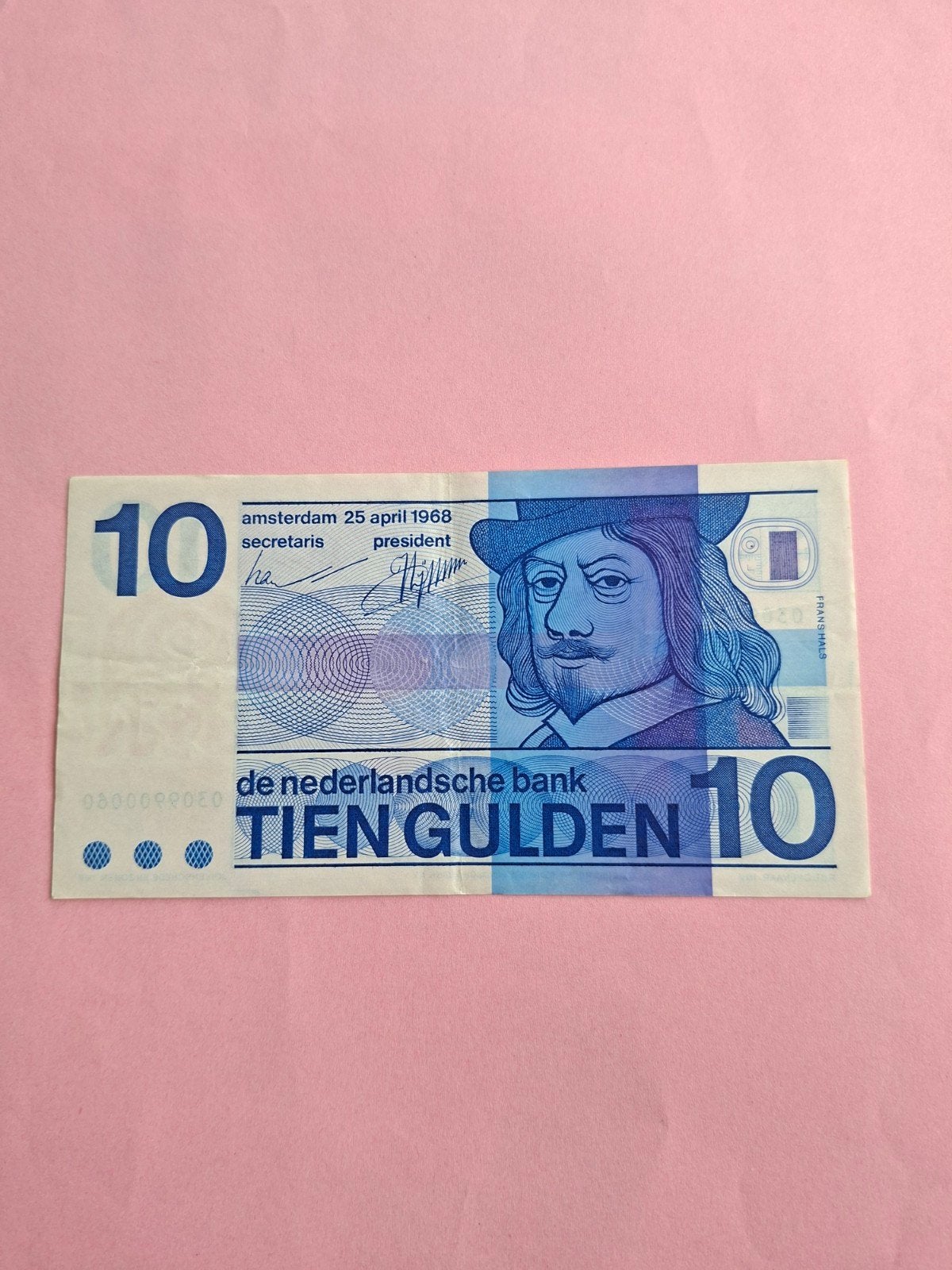 10 gulden Frans Hals Bulsseye uit 1968 in ZF+
Serie nummer 0, Postzegels en Munten, Bankbiljetten | Nederland, Ophalen of Verzenden