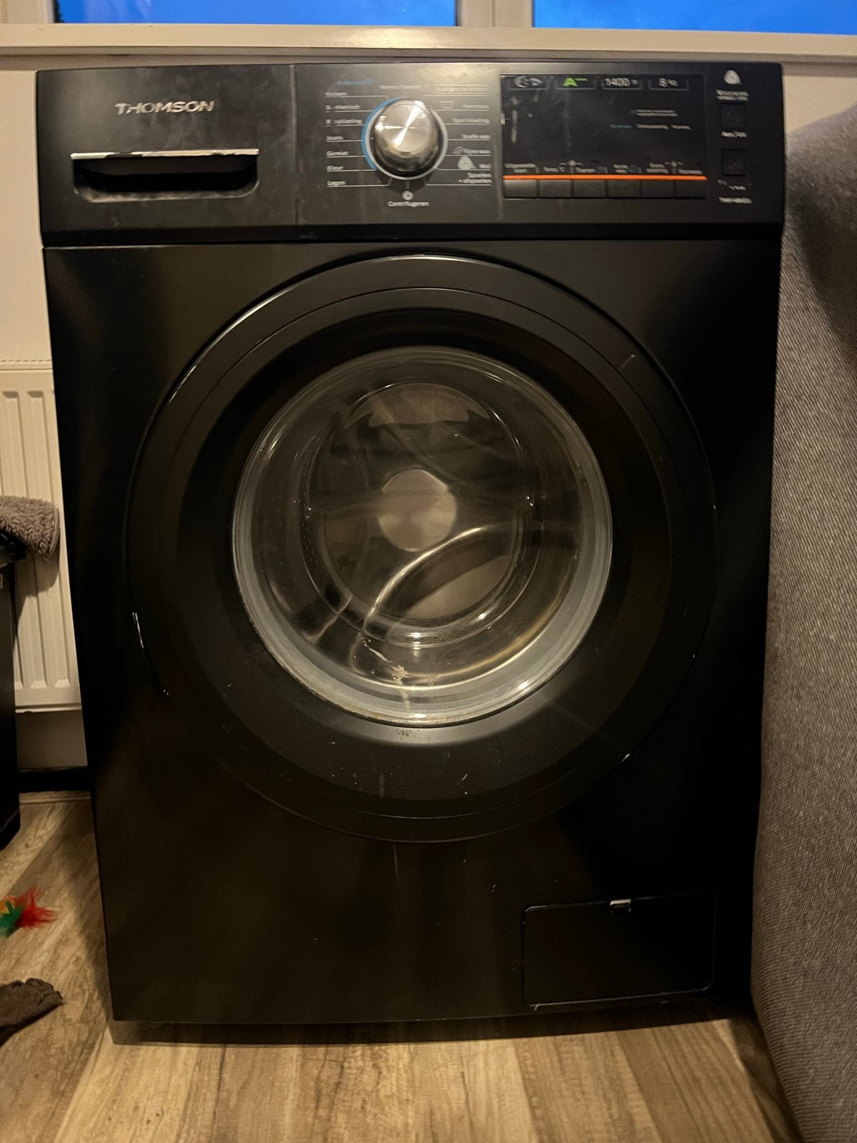 Thomson Voorlader Wasmachine 8kg - Zwart, Witgoed en Apparatuur, Ophalen, 1200 tot 1600 toeren, Gebruikt, 8 tot 10 kg