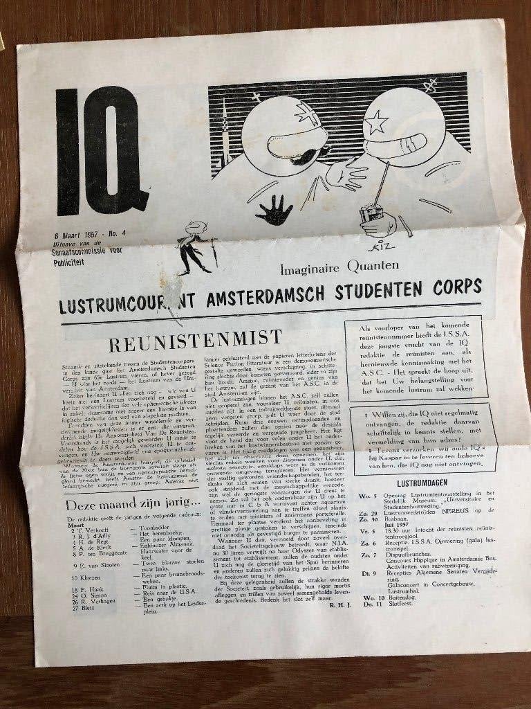 957 Amsterdans Studentencorps. 7x IQ; lustrumkrant Fraai, Verzenden