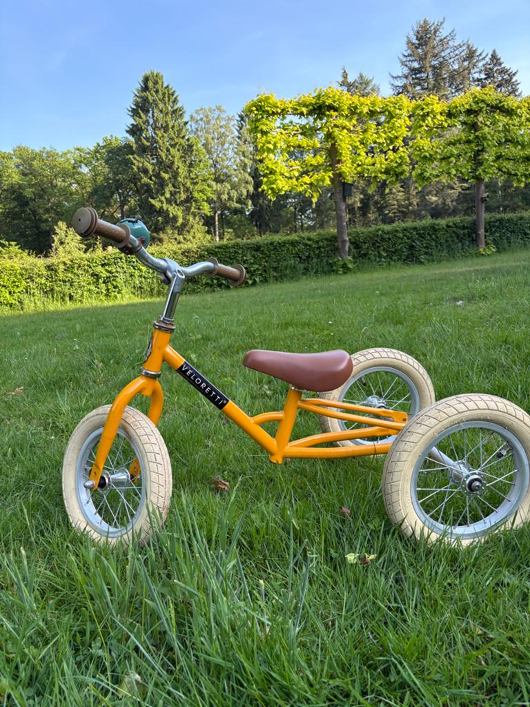 Veloretti Loopfietsje - Geel met bruin zadel, Ophalen, Gebruikt, Minder dan 16 inch