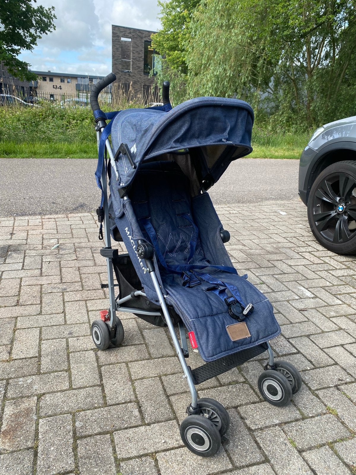 Maclaren Quest buggy in denim uitvoering, Kinderen en Baby's, Buggy's, Ophalen, Zo goed als nieuw, Maclaren, Verstelbare rugleuning