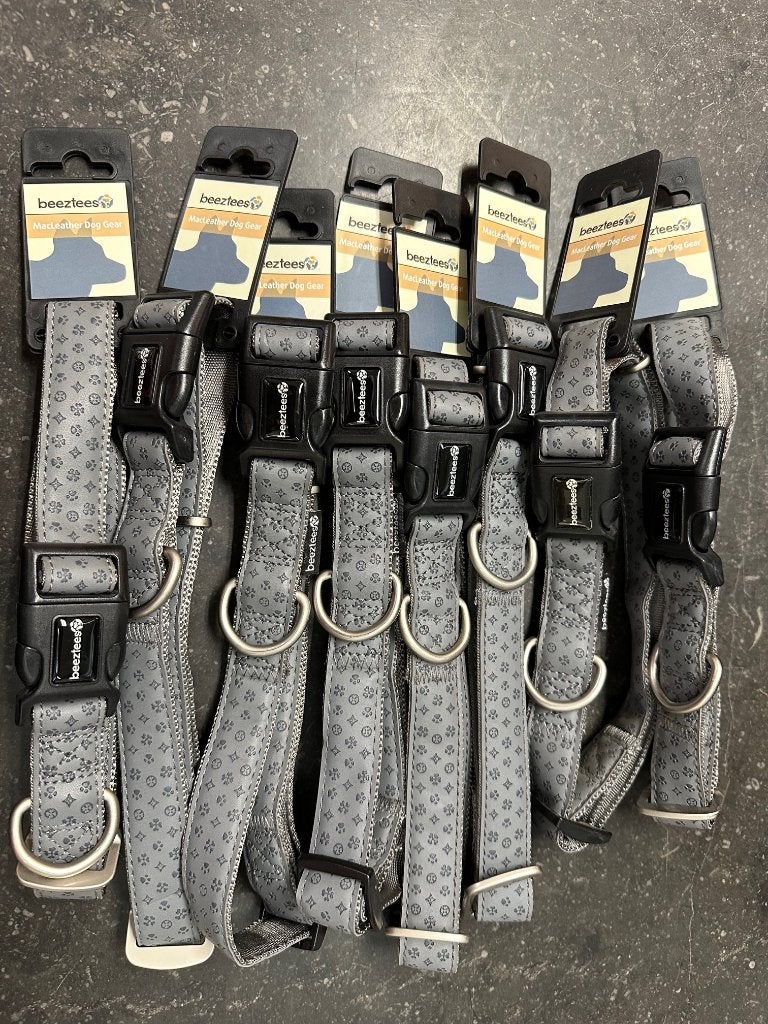 8x nieuwe halsband 45-70 cm beeztees mcleather grijs, Dieren en Toebehoren, Nieuw, Ophalen of Verzenden, Beeztees, Nvt