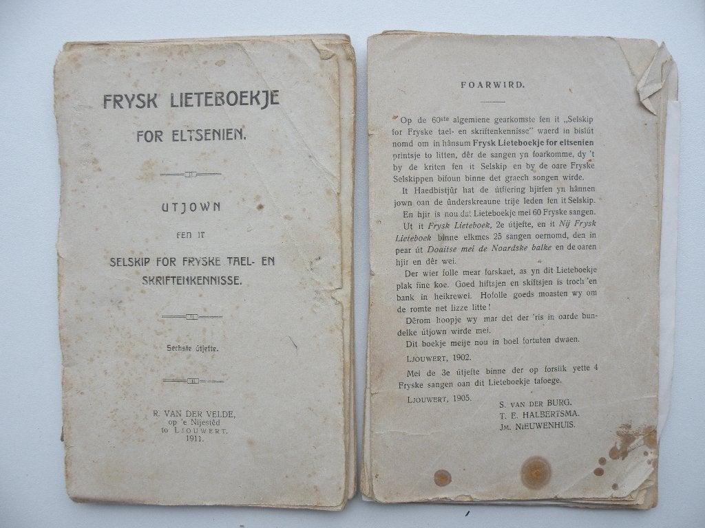 Zeldzaam : 2 stuks Frysk Lieteboekje uit 1905 en 1911 Fries, Muziek en Instrumenten, Gebruikt, Overige genres, Zang, Overige soorten