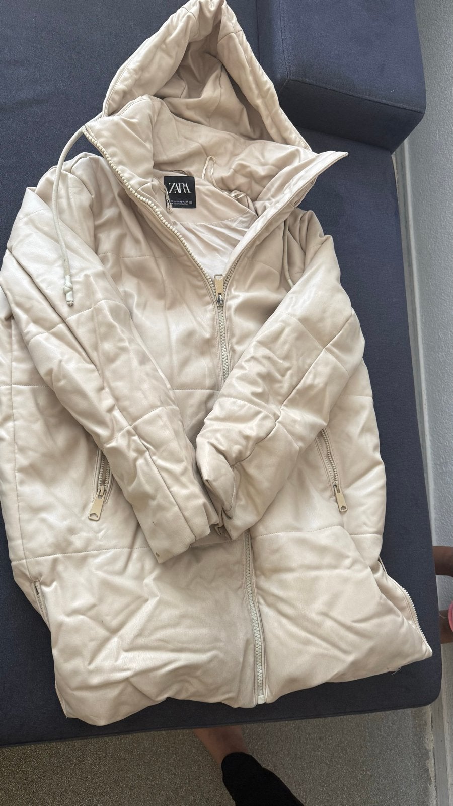 Zara Puffer Jas Crème - Maat XS, Ophalen, Zo goed als nieuw, Maat 34 (XS) of kleiner, Beige