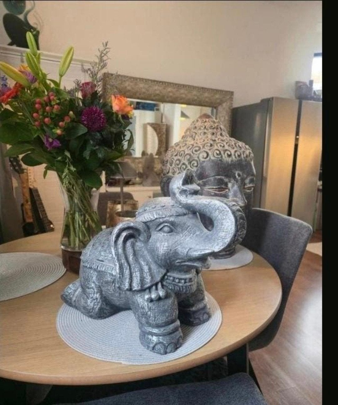 Decoratieve olifant grijs/zilver, Gebruikt, Ophalen of Verzenden, Oosters, Grijs