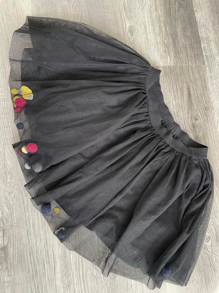 Zwart tule rokje met gekleurde pompons, Ophalen of Verzenden, Gebruikt, Meisje, Jurk of Rok