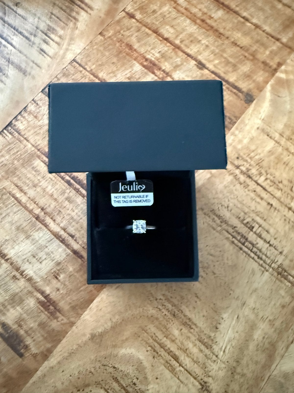 Jeulia S925 Solitaire Ring met Vierkante Cushion-Cut Steen, Ophalen of Verzenden, Met edelsteen, Dame, Zilver