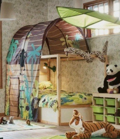Ikea jungle tent, Kinderen en Baby's, Kinderkamer | Bedden, Ophalen, 85 tot 100 cm, Gebruikt, Hoogslaper of Stapelbed