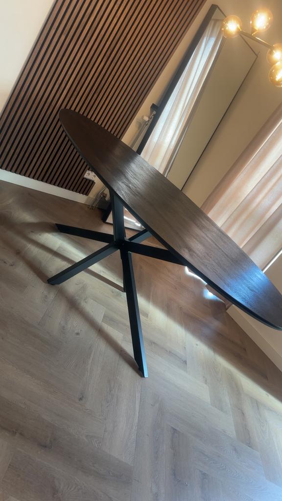 Mangohouten Eettafel Bologna Ovaal Black 210x100 cm, Ophalen, 100 tot 150 cm, 200 cm of meer, Zo goed als nieuw