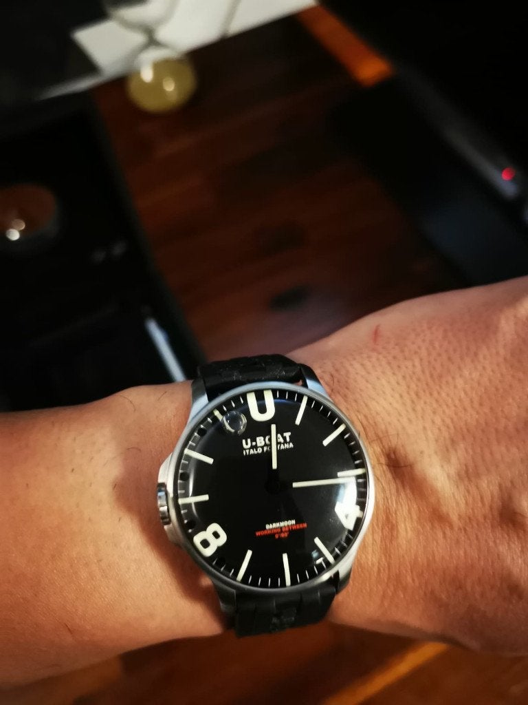 U Boat Darkmoon 44mm Black Nooit Gedragen, Staal, Polshorloge, Nieuw, Kunststof