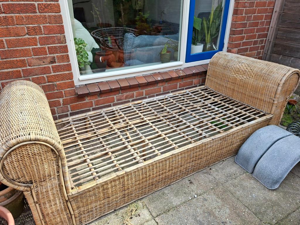 Rieten loungebank!, Tuin en Terras, Tuinsets en Loungesets, Ophalen