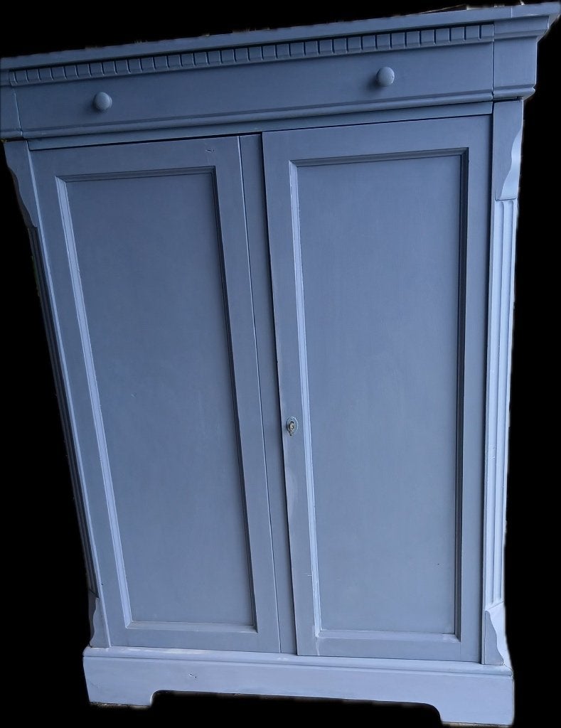 Meidenkast handgemaakt hout old blauw krijtverf, Antiek en Kunst, Antiek | Meubels | Kasten, Ophalen