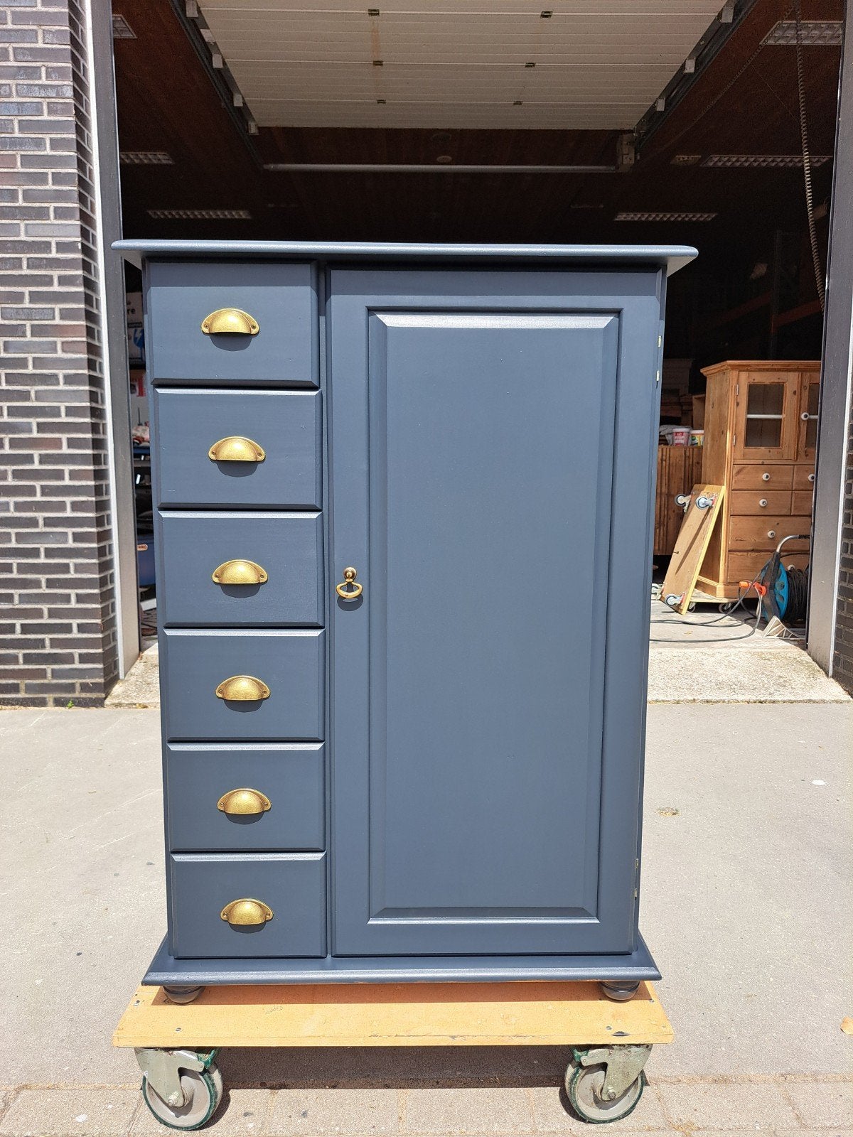 Grijze grenen ladekast 6 lades, Huis en Inrichting, Kasten | Ladekasten, Ophalen, RoDeKo Volendam, R.kooij65@gmail.com, 100 tot 150 cm