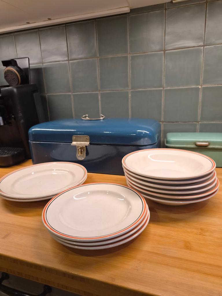 Vintage Gien France Servies - 11-delig - Bistro Stijl, Ophalen of Verzenden