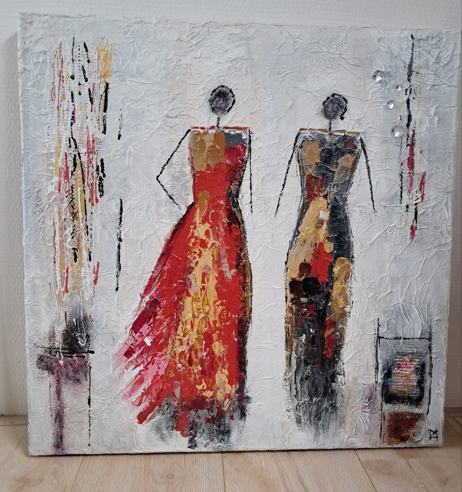 Handgeschilderd kunstwerk, 60x60 cm, Antiek en Kunst, Ophalen