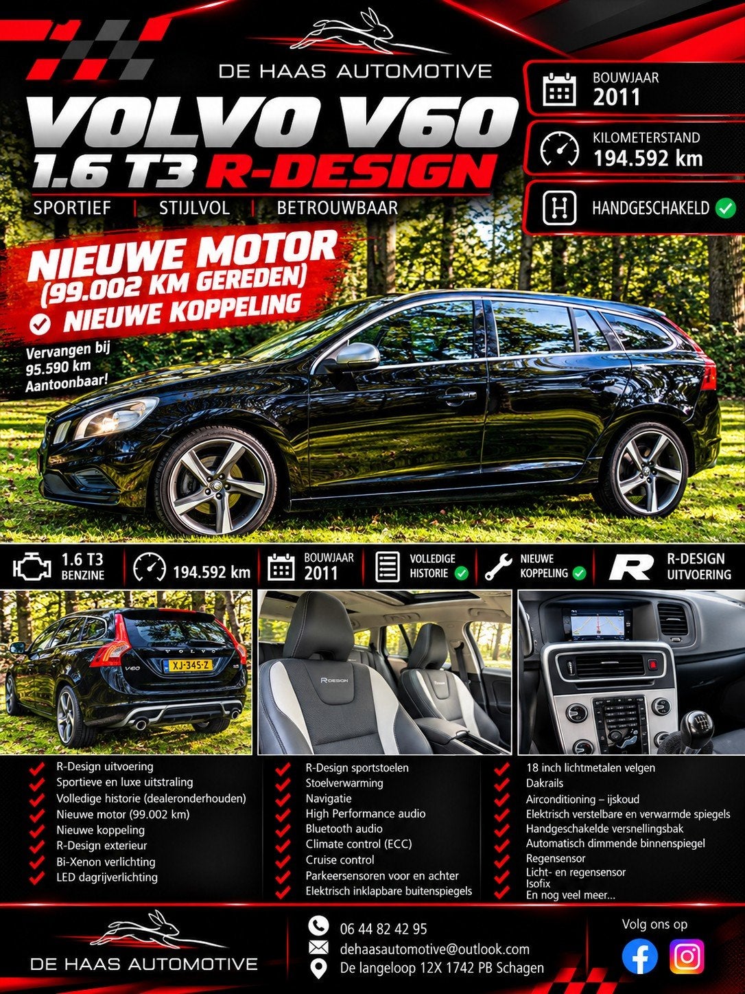 Volvo V60 T3 R-Design | Nieuwe Motor: 99.002 KM + Koppeling, Auto's, Voorwielaandrijving, 1596 cc, 15 km/l, 4 cilinders