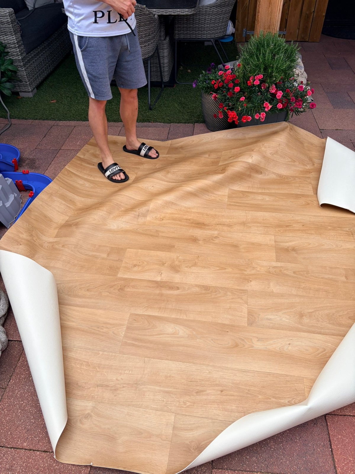 Stuk zeil vinyl 250x214, Ophalen, Zo goed als nieuw, Minder dan 10 m², Vinyl