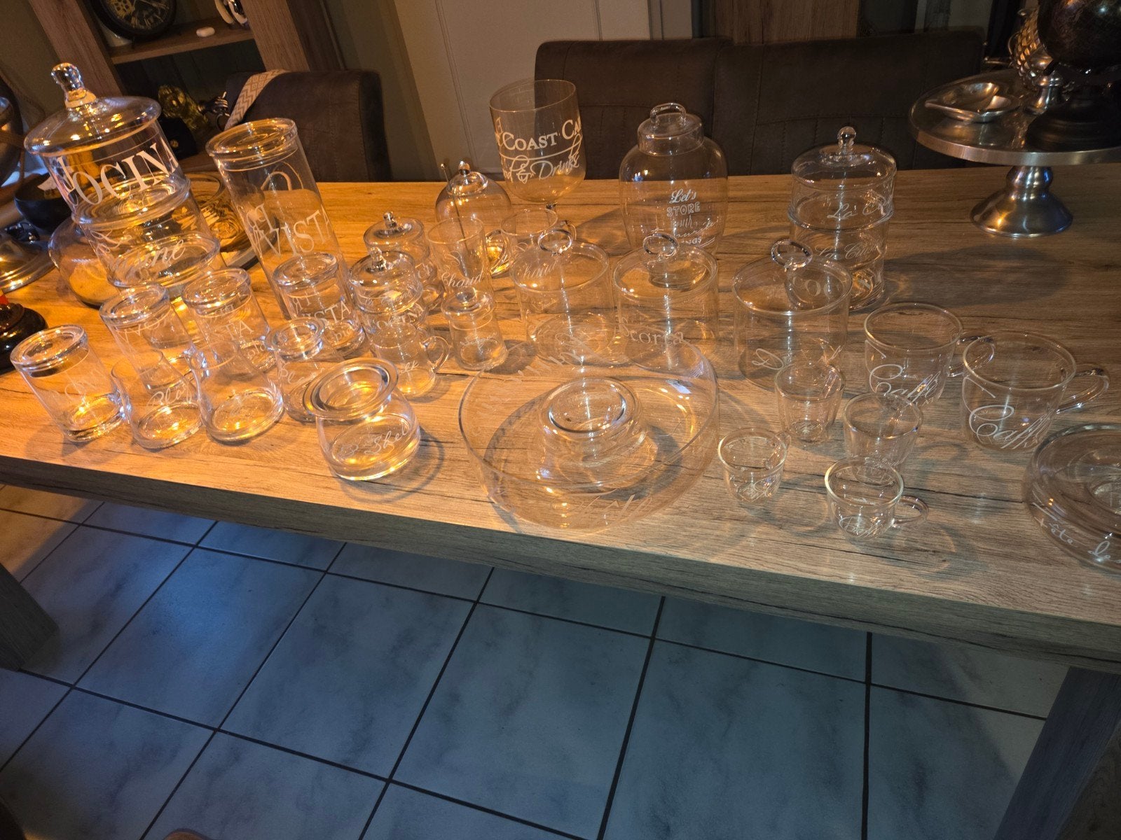 Diverse glazen en potten van Rivièra Maison, Huis en Inrichting, Ophalen, Zo goed als nieuw, Glas, Landelijk