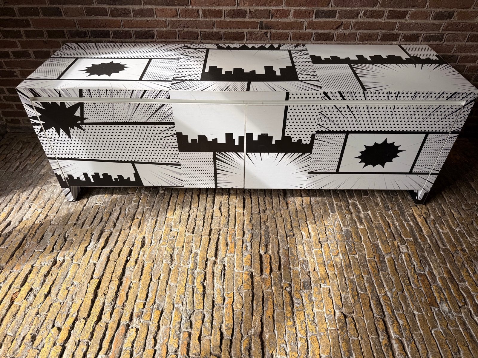 Maatwerk ladekast met Pop Art print, Ophalen, Gebruikt, 100 tot 150 cm, 3 of 4 laden