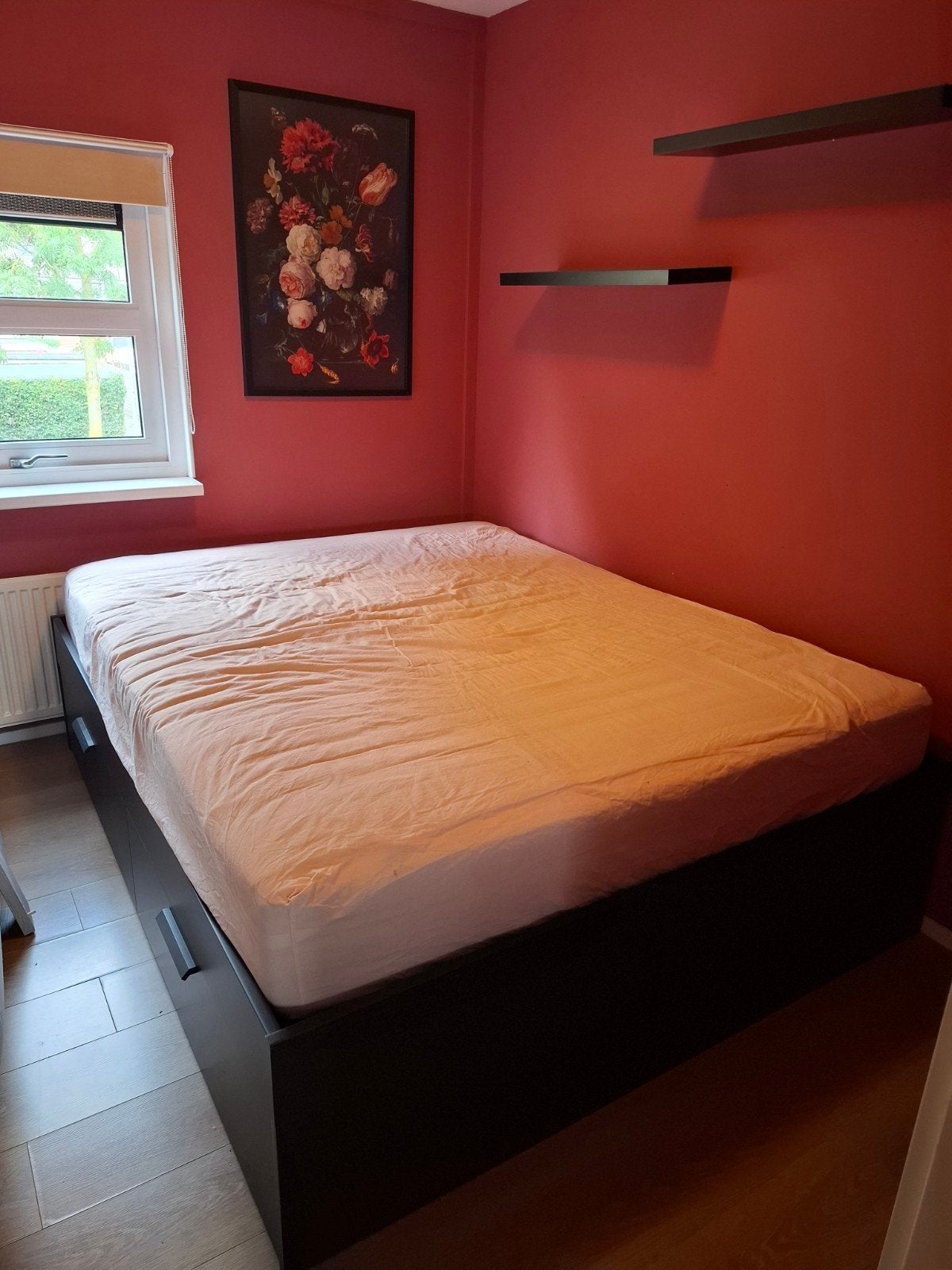 Ikea Brimnes bed met Lönset lattenbodem, Ophalen, Zwart, 200 cm, Modern