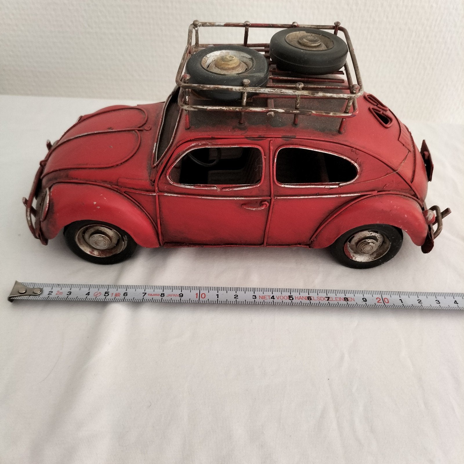 Vintage Rode Kever Auto Model met Dakrek - Decoratie, Ophalen of Verzenden, Auto's