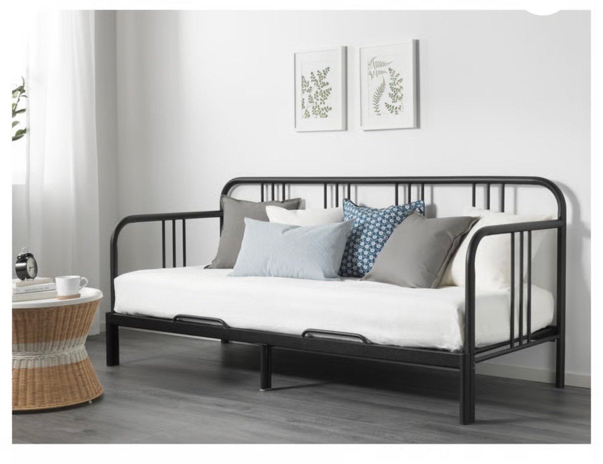 IKEA Fyresdal slaapbank, zwart, 80x200 cm, Huis en Inrichting, Slaapkamer | Bedden, Zwart, Tweepersoons, Ophalen of Verzenden