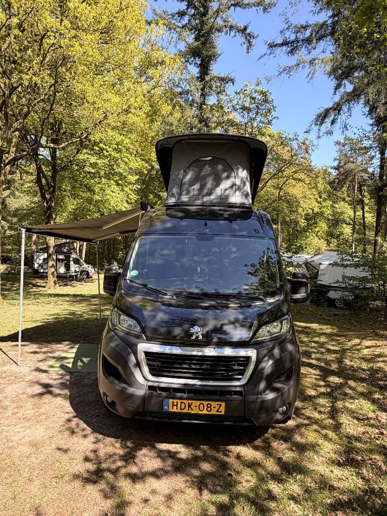 Camper Peugeot Boxer 2019, zelfbouw, off grid, Caravans en Kamperen, Campers, Overige merken, Chemisch toilet, Tot en met 2, Luifel