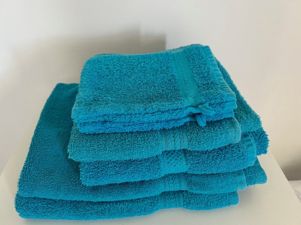 handdoekenset turquoise, Ophalen of Verzenden, Gebruikt, Blauw, Overige typen