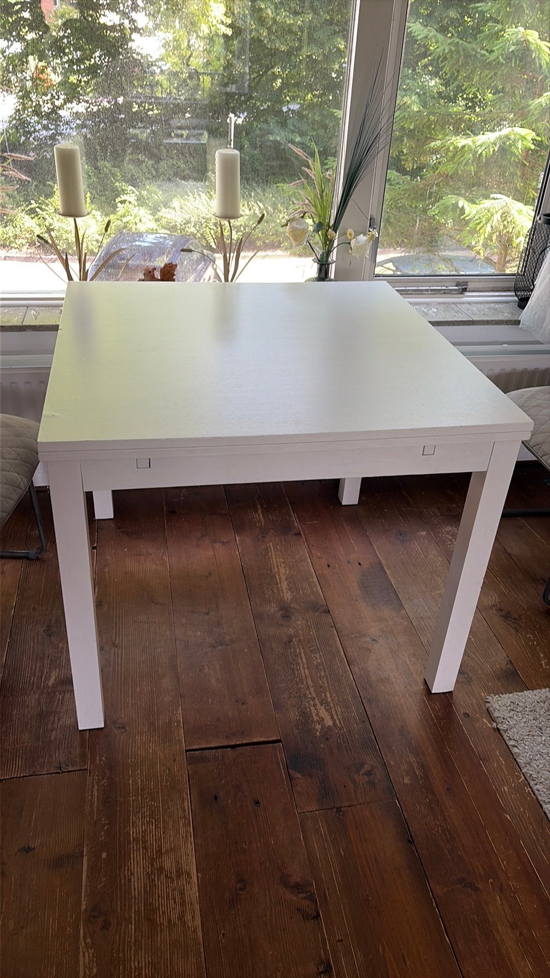 Witte lange opklapbare eettafel 6-persoons, Huis en Inrichting, Tafels | Eettafels, Gebruikt, 50 tot 100 cm, Vijf personen of meer