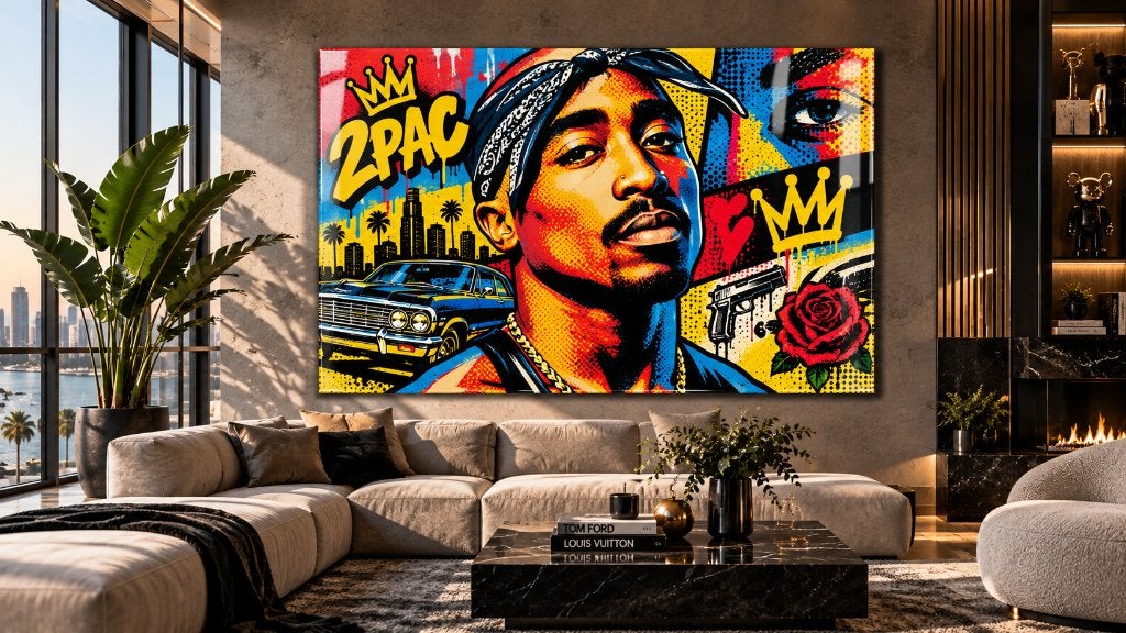 Pop Art Schilderij 2Pac Ali Amsterdam Plexiglas Kunst, Huis en Inrichting, Oorspronkelijke maker, Nieuw, 125 cm of meer, Ophalen of Verzenden