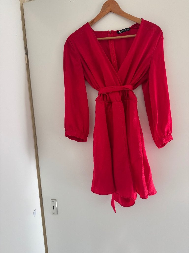 rode jurk, Kleding | Dames, Ophalen, Zara, Zo goed als nieuw, Maat 36 (S)